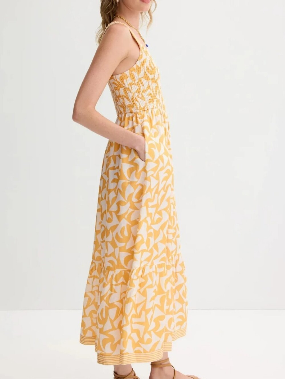 Marine Layer Selene Maxi Dress Size Small Yellow Beachy Sundress